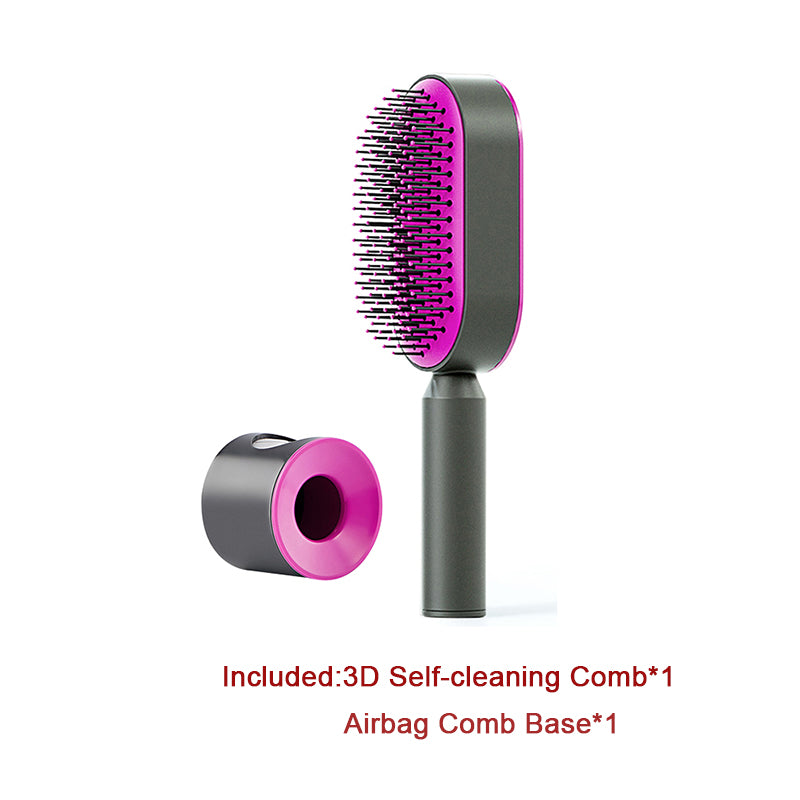Self-Cleaning Hair Brush for Women: One-Key Cleaning, Airbag Massage, Anti-Static Hairbrush